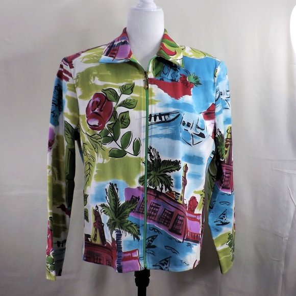 St John Sport by Marie Gray Jackets & Blazers - NEW * St John Sport By Marie Gray Colorful Zip Up w Pockets Jacket Windbreaker M